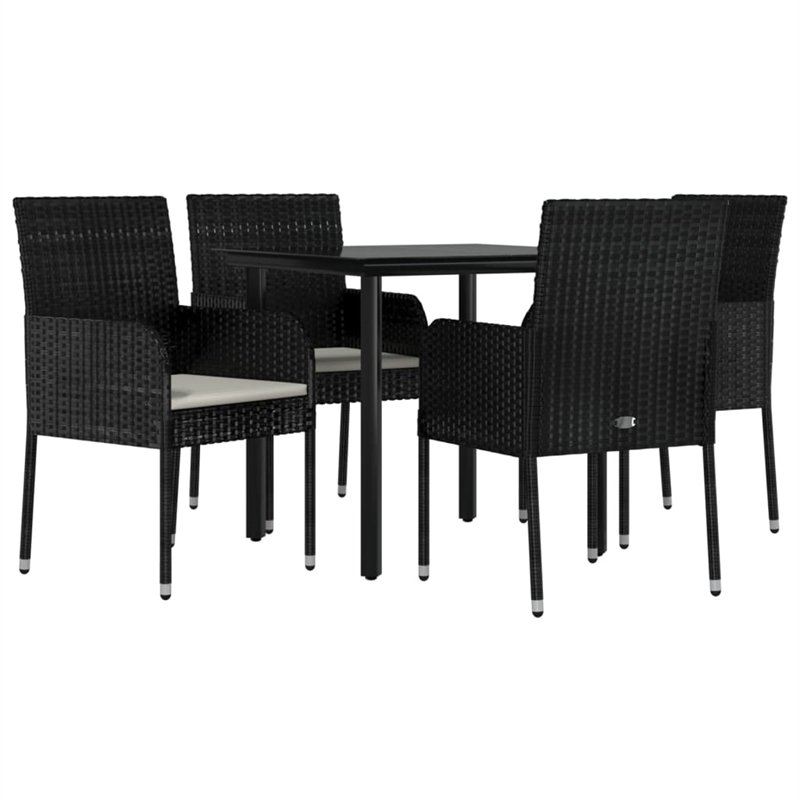 vidaXL Garden Dining Set in Black and Cream White
