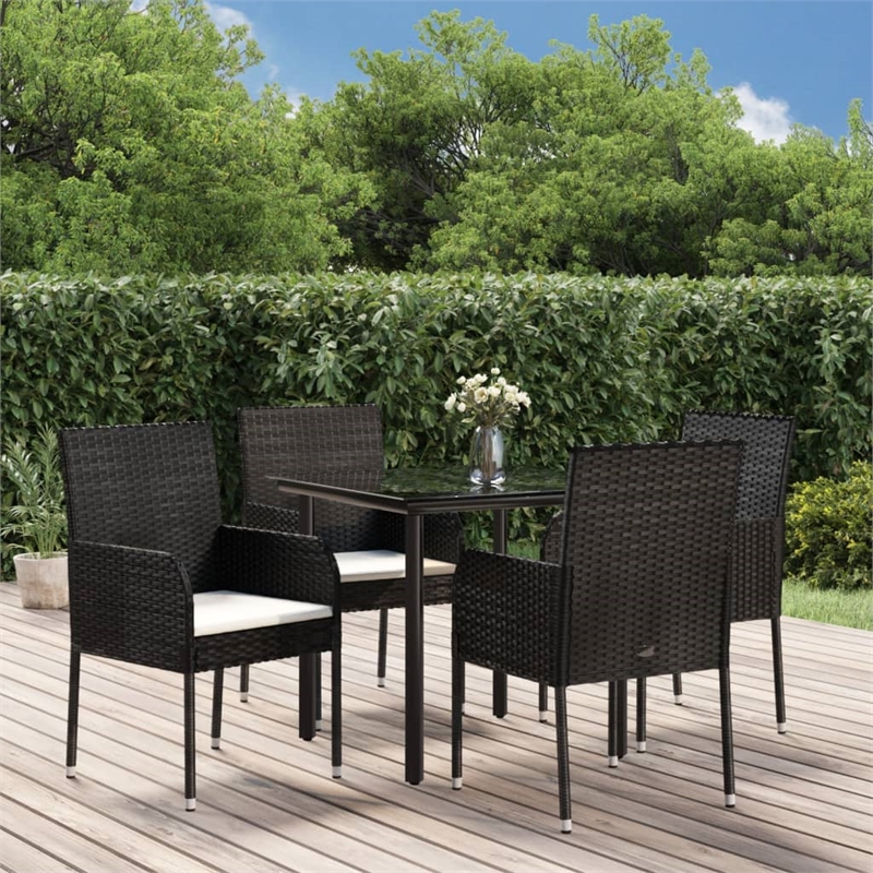 vidaXL Garden Dining Set in Black and Cream White