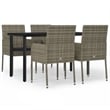 vidaXL PE Rattan 5 Piece Garden Dining Set in Black and Gray