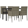vidaXL PE Rattan 5 Piece Garden Dining Set in Black and Gray