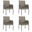 vidaXL PE Rattan 5 Piece Garden Dining Set in Black and Gray