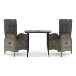 vidaXL Poly Rattan Garden Dining Set in Black/Gray