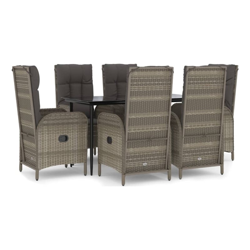 vidaXL Garden Dining Set in Black and Gray