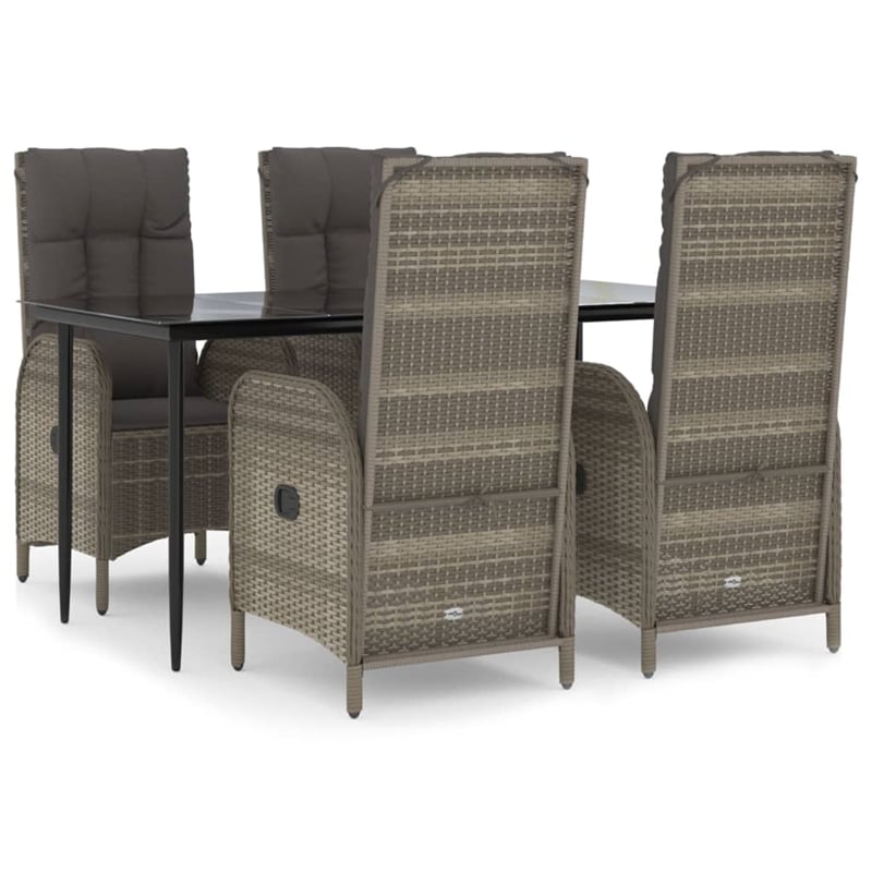 vidaXL Garden Dining Set in Black and Gray
