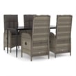vidaXL Garden Dining Set in Black and Gray