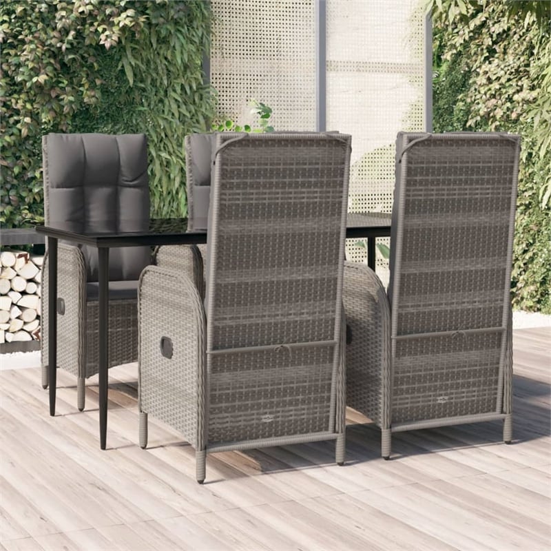 vidaXL Garden Dining Set in Black and Gray