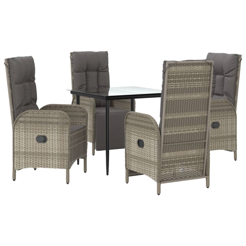vidaXL Garden Dining Set in Black and Gray