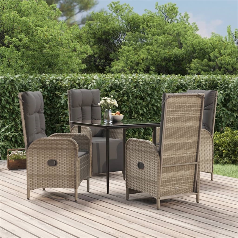 vidaXL Garden Dining Set in Black and Gray