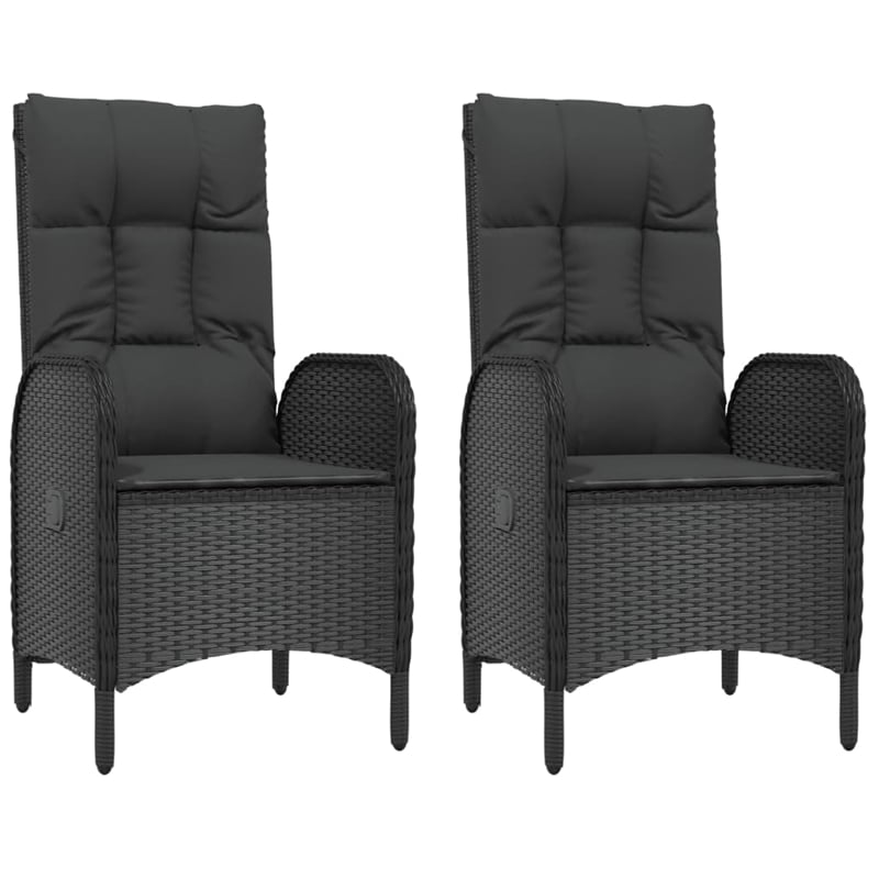vidaXL Poly Rattan 3 Piece Set Patio Dining Set in Black