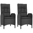 vidaXL Poly Rattan 3 Piece Set Patio Dining Set in Black