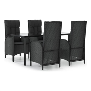 vidaXL Poly Rattan Medium Adjustable Armrests Garden Dining Set in Black