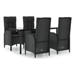 vidaXL Poly Rattan Medium Adjustable Armrests Garden Dining Set in Black