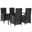 vidaXL Poly Rattan Medium Adjustable Armrests Garden Dining Set in Black