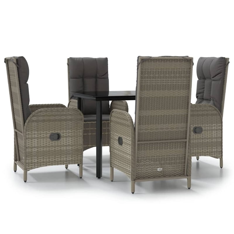 vidaXL Garden Dining Set in Black and Gray