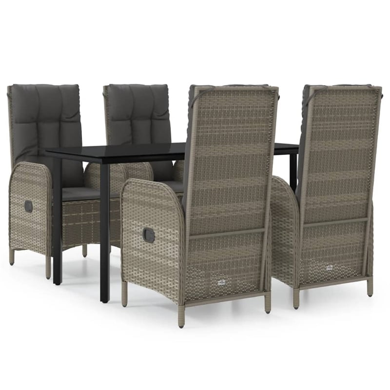 vidaXL Garden Dining Set in Black and Gray