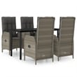 vidaXL Garden Dining Set in Black and Gray