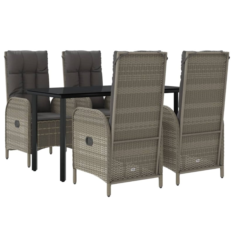 vidaXL Garden Dining Set in Black and Gray