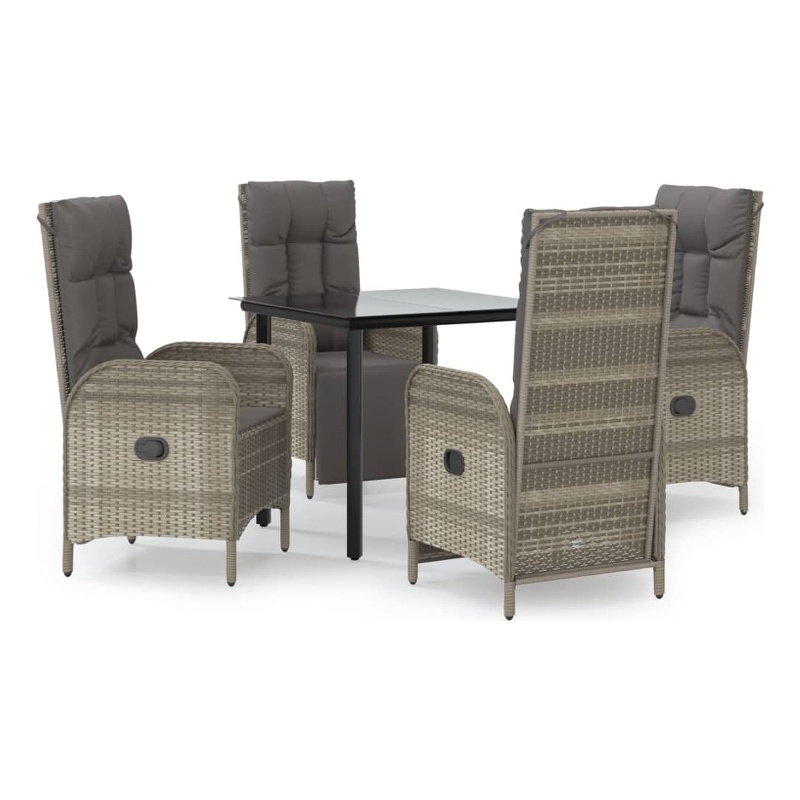 vidaXL Garden Dining Set in Black and Gray