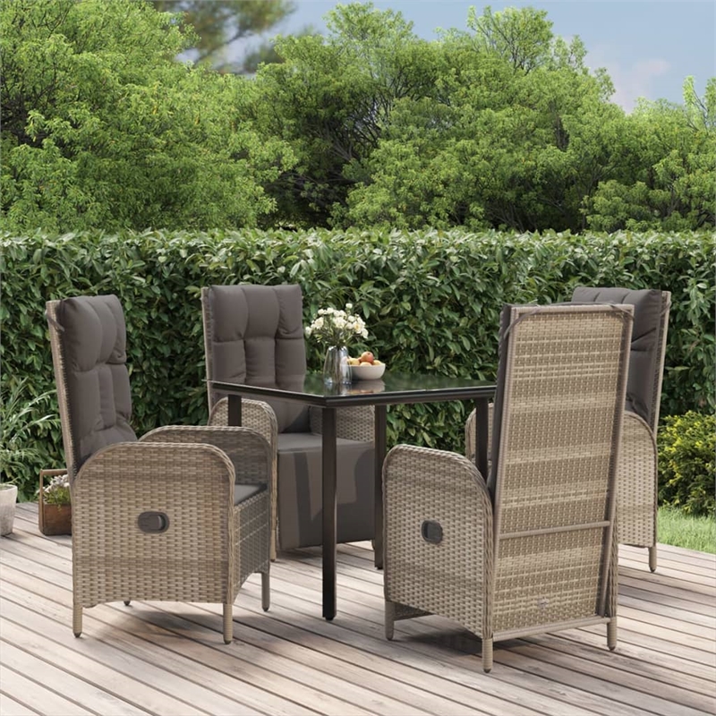 vidaXL Garden Dining Set in Black and Gray