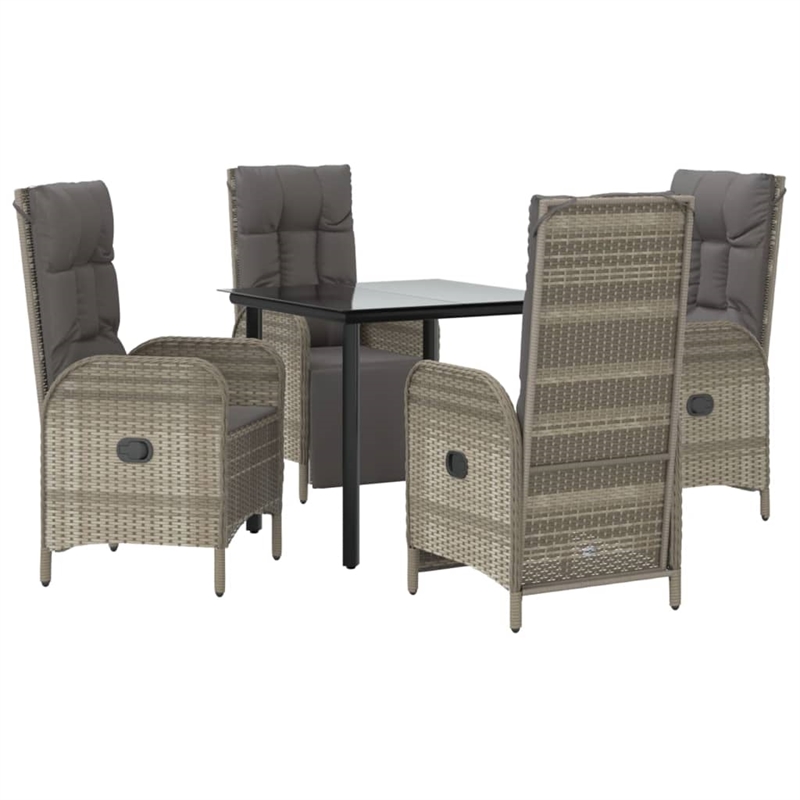vidaXL Garden Dining Set in Black and Gray