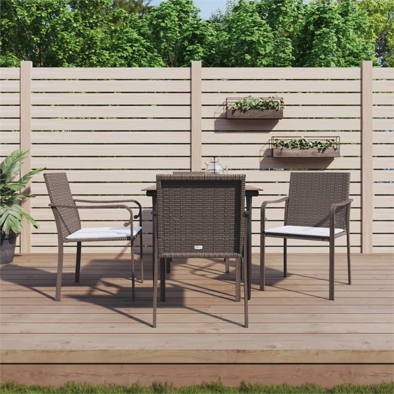 vidaXL Outdoor Dining Set in Brown/Black/Cream White