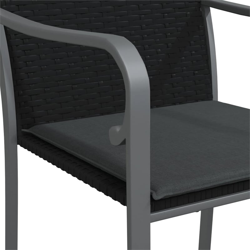 vidaXL Poly Rattan Standard Durable Garden Dining Set in Black
