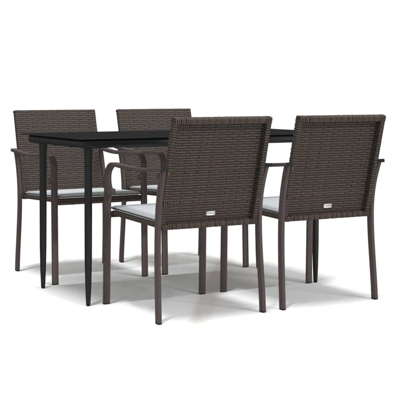 vidaXL Garden Dining Set in Brown/Black/Cream White