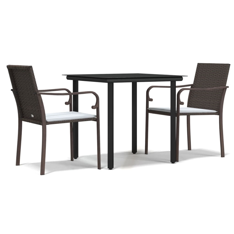 vidaXL Garden Dining Set in Brown/Black/Cream White