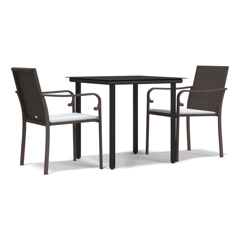 vidaXL Garden Dining Set in Brown/Black/Cream White