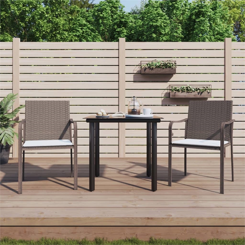 vidaXL Garden Dining Set in Brown/Black/Cream White