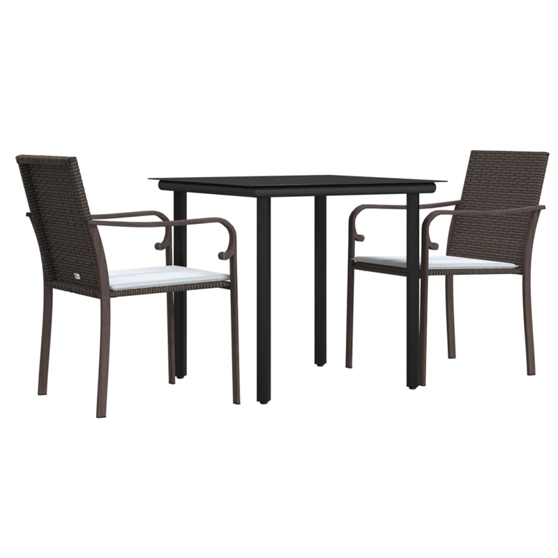 vidaXL Garden Dining Set in Brown/Black/Cream White