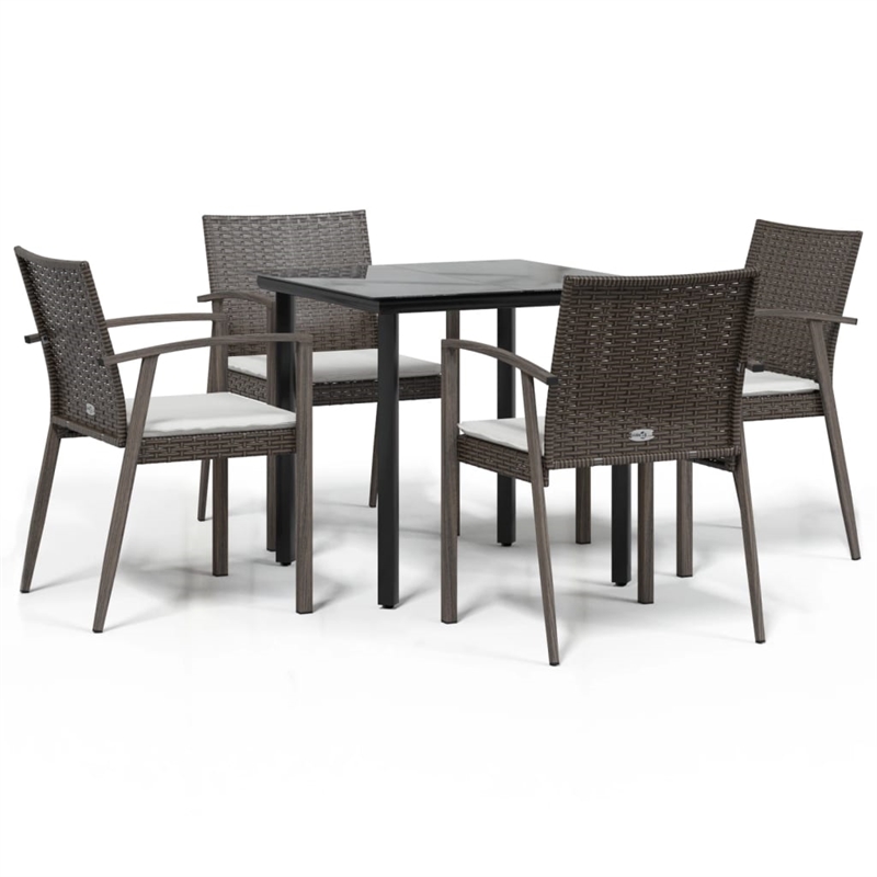 vidaXL Garden Dining Set in Brown/Black/Cream White
