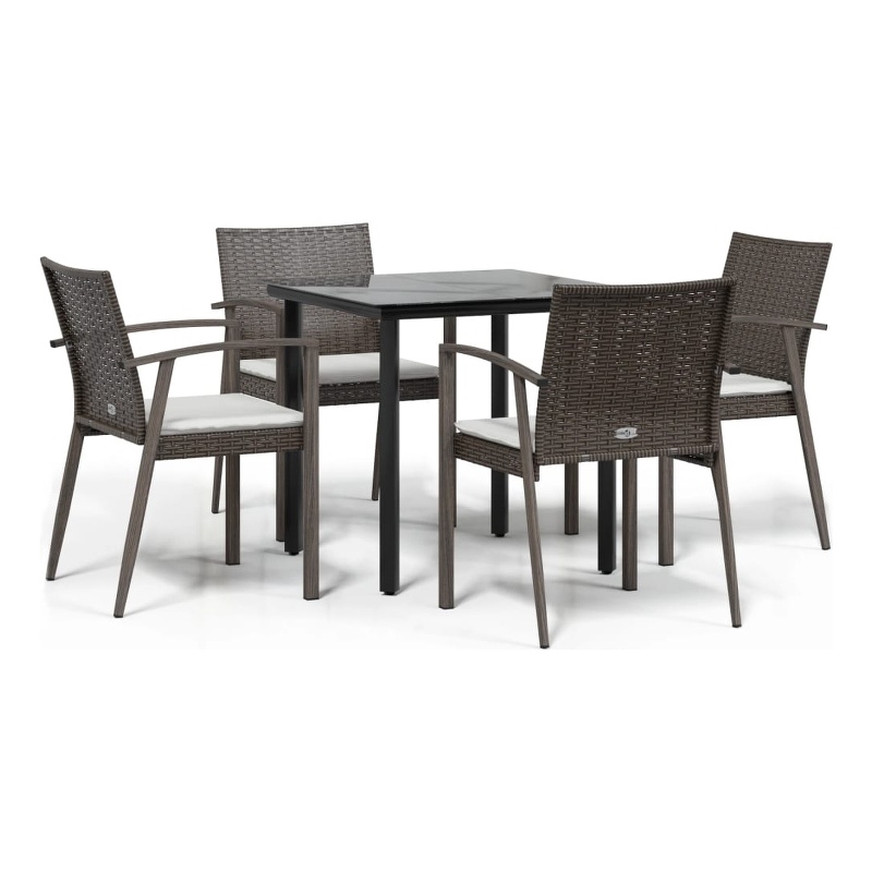 vidaXL Garden Dining Set in Brown/Black/Cream White