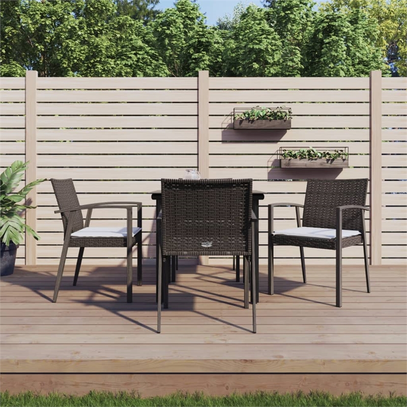 vidaXL Garden Dining Set in Brown/Black/Cream White