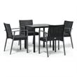 vidaXL Poly Rattan/Steel/Tempered Glass Garden Dining Set in Black