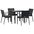 vidaXL Poly Rattan/Steel/Tempered Glass Garden Dining Set in Black