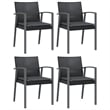 vidaXL Poly Rattan/Steel/Tempered Glass Garden Dining Set in Black