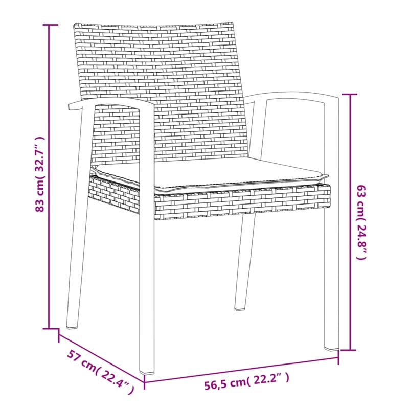 vidaXL Poly Rattan/Steel/Tempered Glass Garden Dining Set in Black