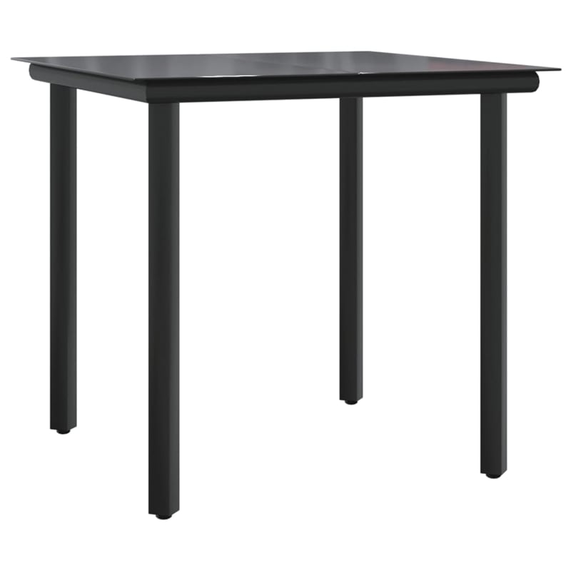vidaXL Poly Rattan/Steel/Tempered Glass Garden Dining Set in Black