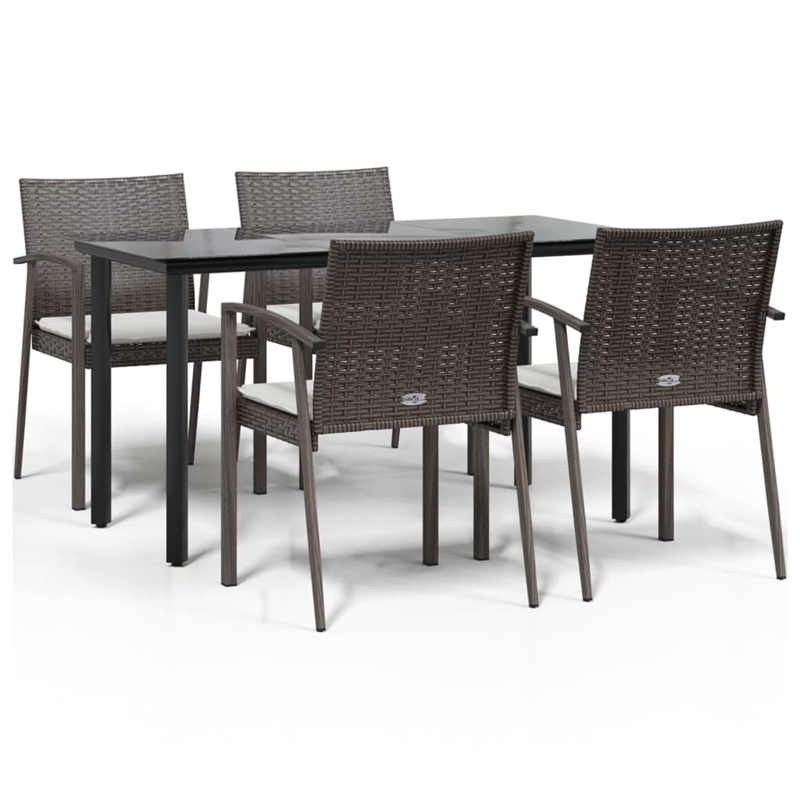 vidaXL Garden Dining Set in Brown/Black/Cream White