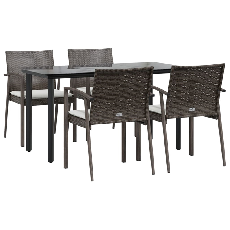 vidaXL Garden Dining Set in Brown/Black/Cream White