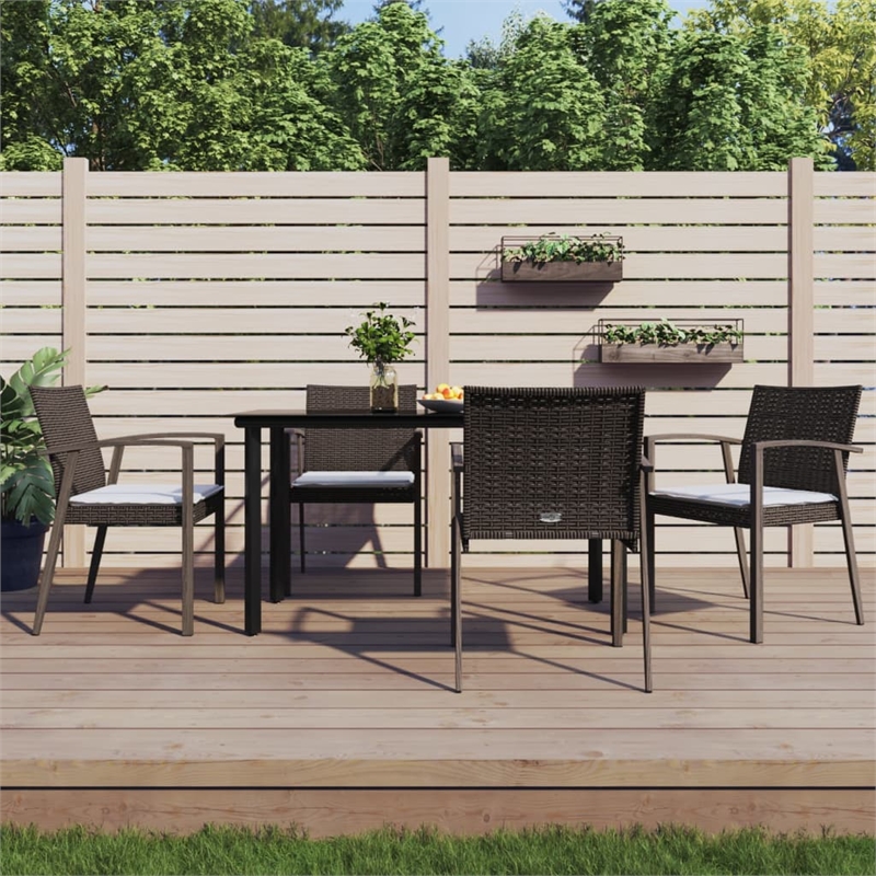 vidaXL Garden Dining Set in Brown/Black/Cream White