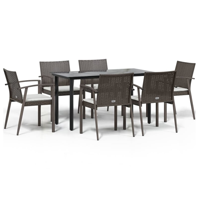vidaXL Garden Dining Set in Brown/Black/Cream White