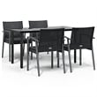 vidaXL Poly Rattan/Steel/Tempered Glass Medium Garden Dining Set in Black