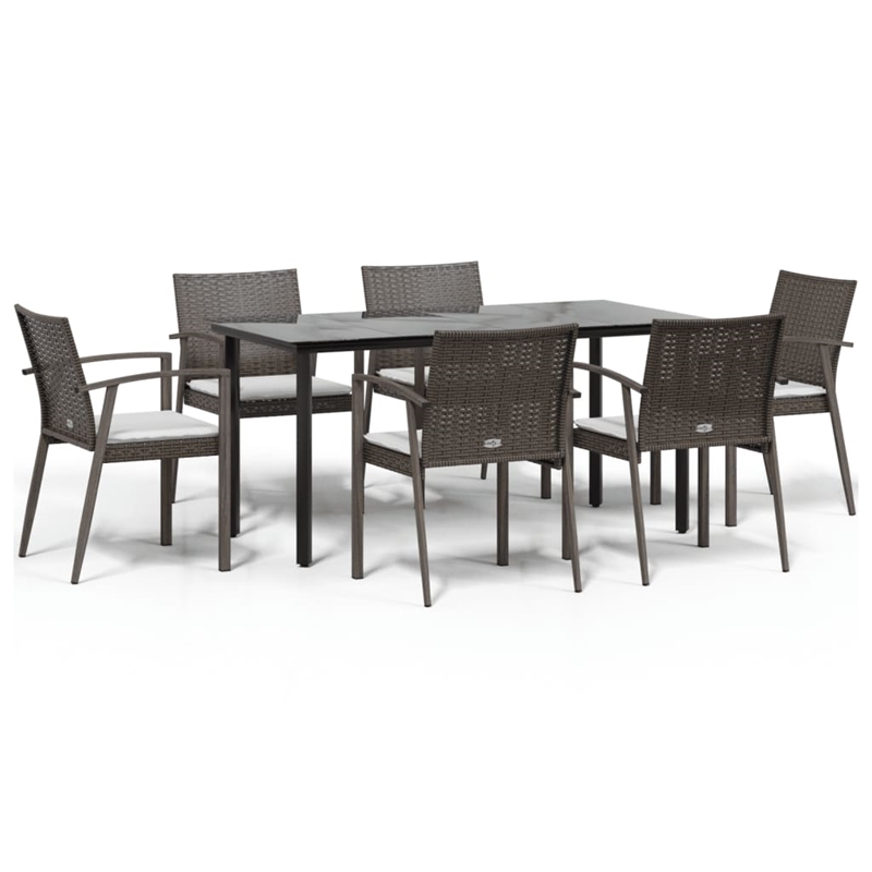 vidaXL Garden Dining Set in Brown/Black/Cream White