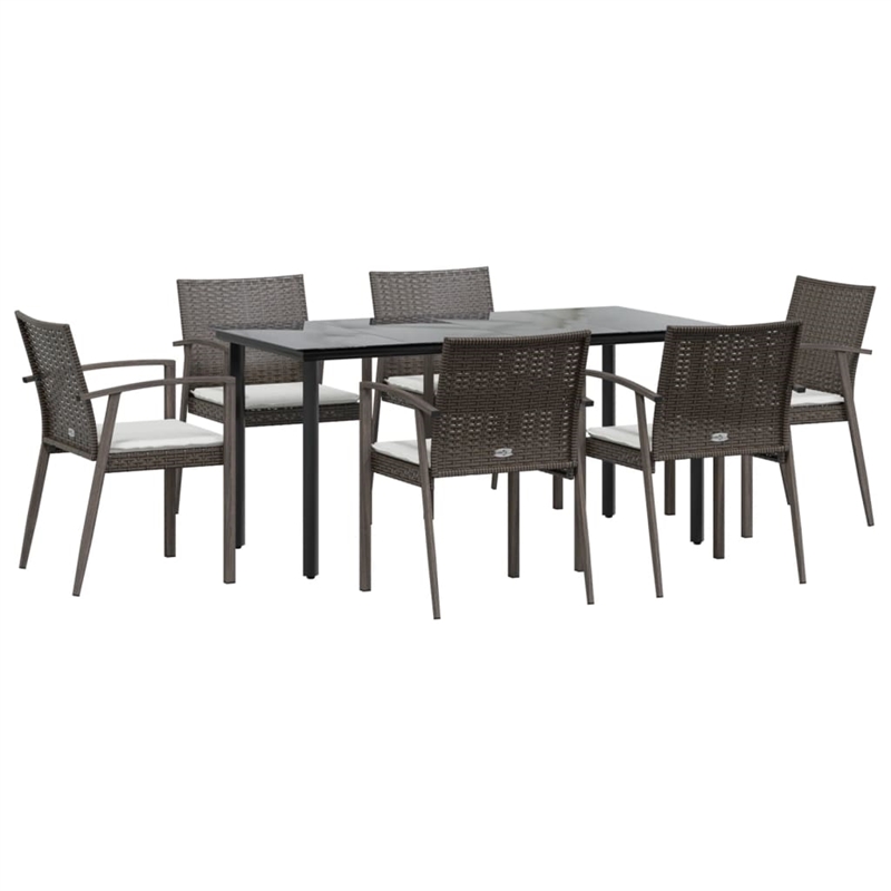 vidaXL Garden Dining Set in Brown/Black/Cream White