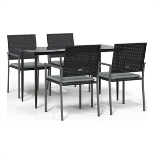 vidaXL Garden Dining Set in Black/Light Gray
