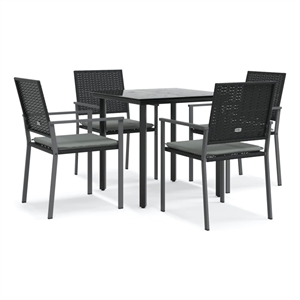 vidaXL Garden Dining Set in Black/Light Gray