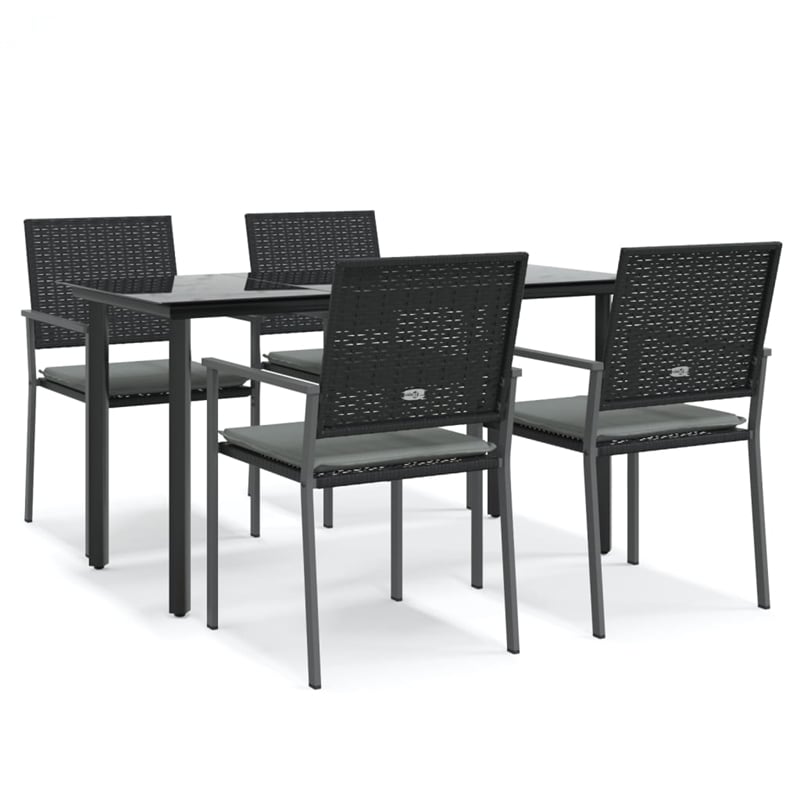 vidaXL Garden Dining Set in Black/Light Gray