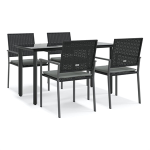 vidaXL Garden Dining Set in Black/Light Gray